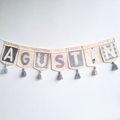Banderín personalizado grey con nombre AGUSTIN