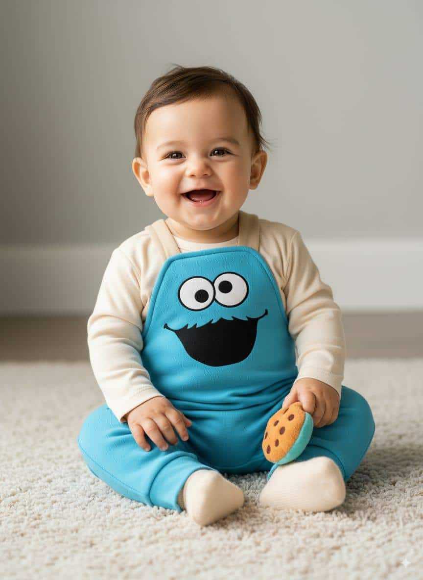 Overol Monstruo Come Galletas Tallas 6-12m a 6t