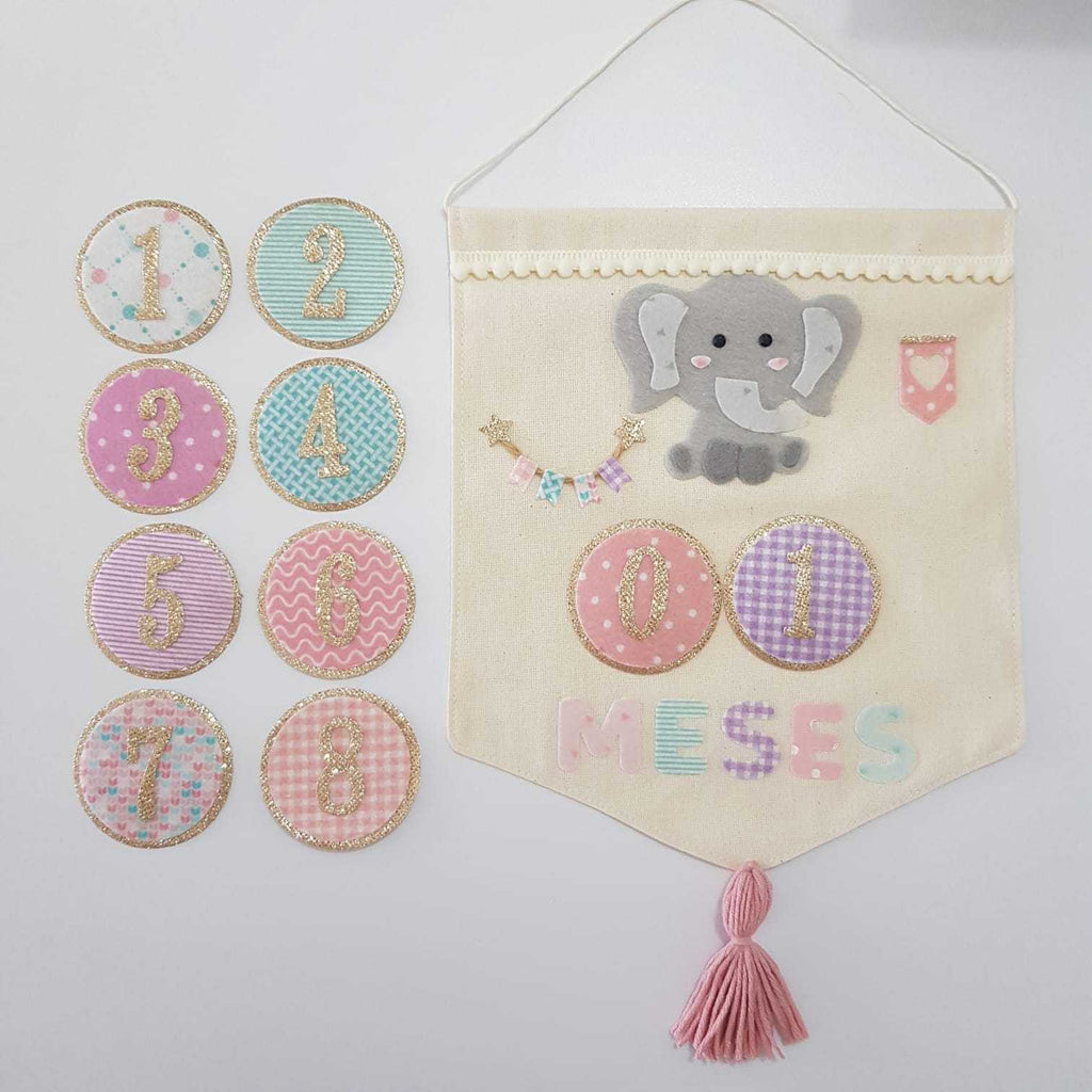Banderin Cumplemes Niña Elefante.
