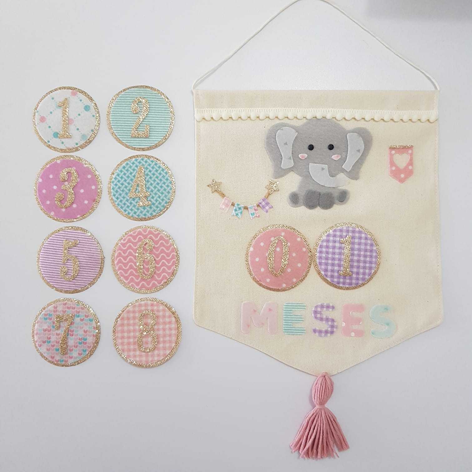 Banderin Cumplemes Niña Elefante.