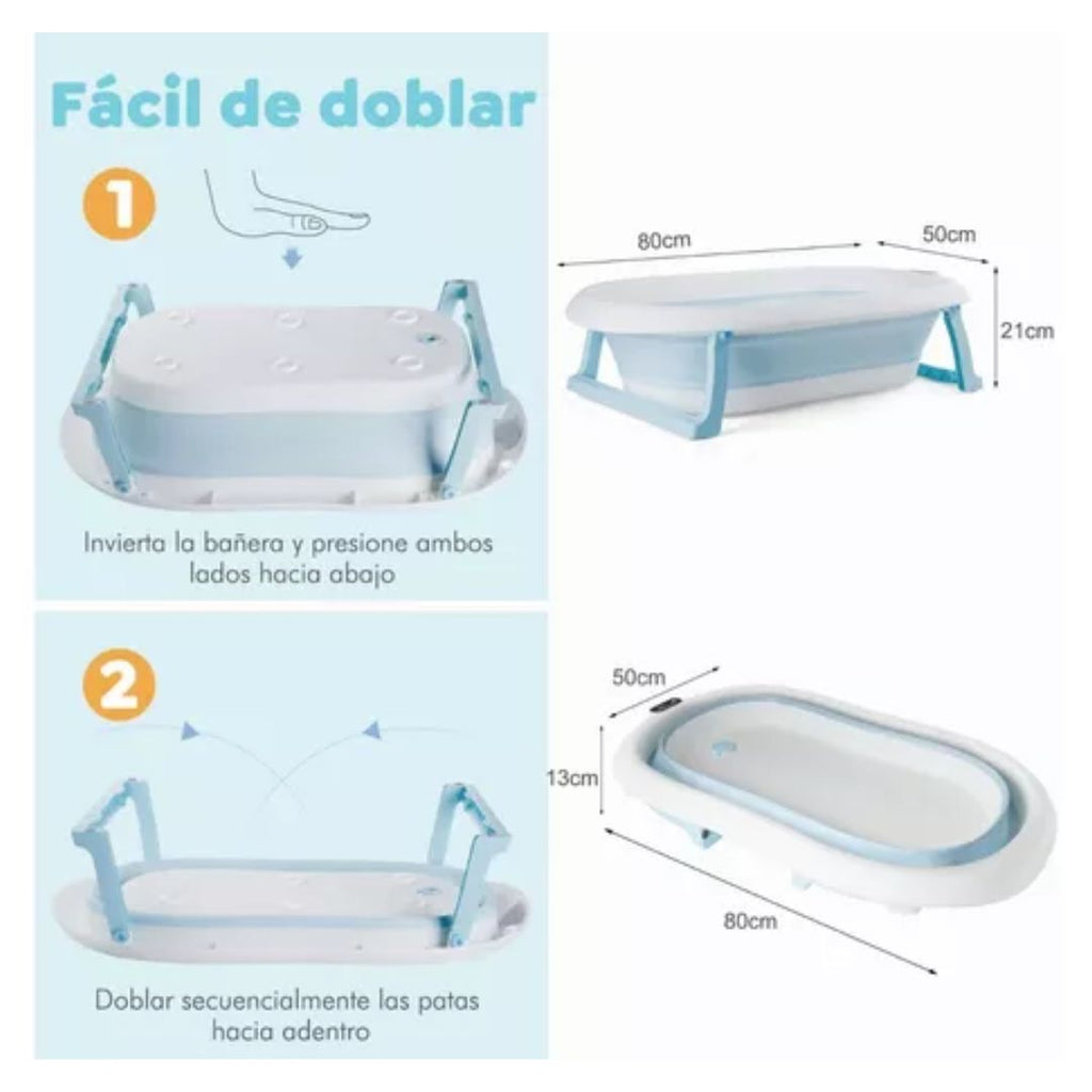 Bañera Plegable con Termómetro + Cojín