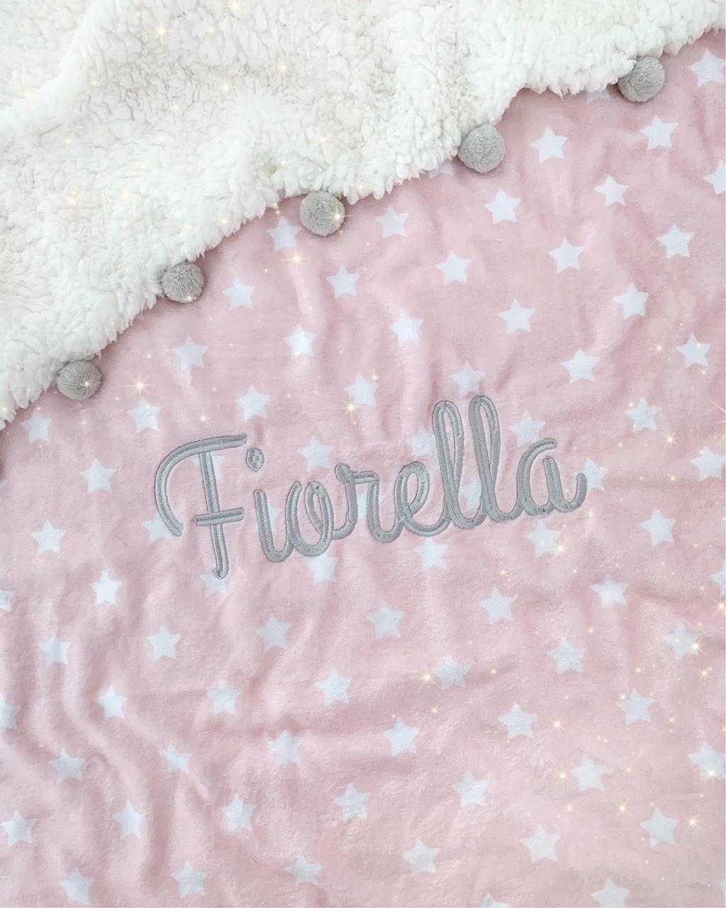 Cobija Doble Faz Rosada Estrellas con Pompones