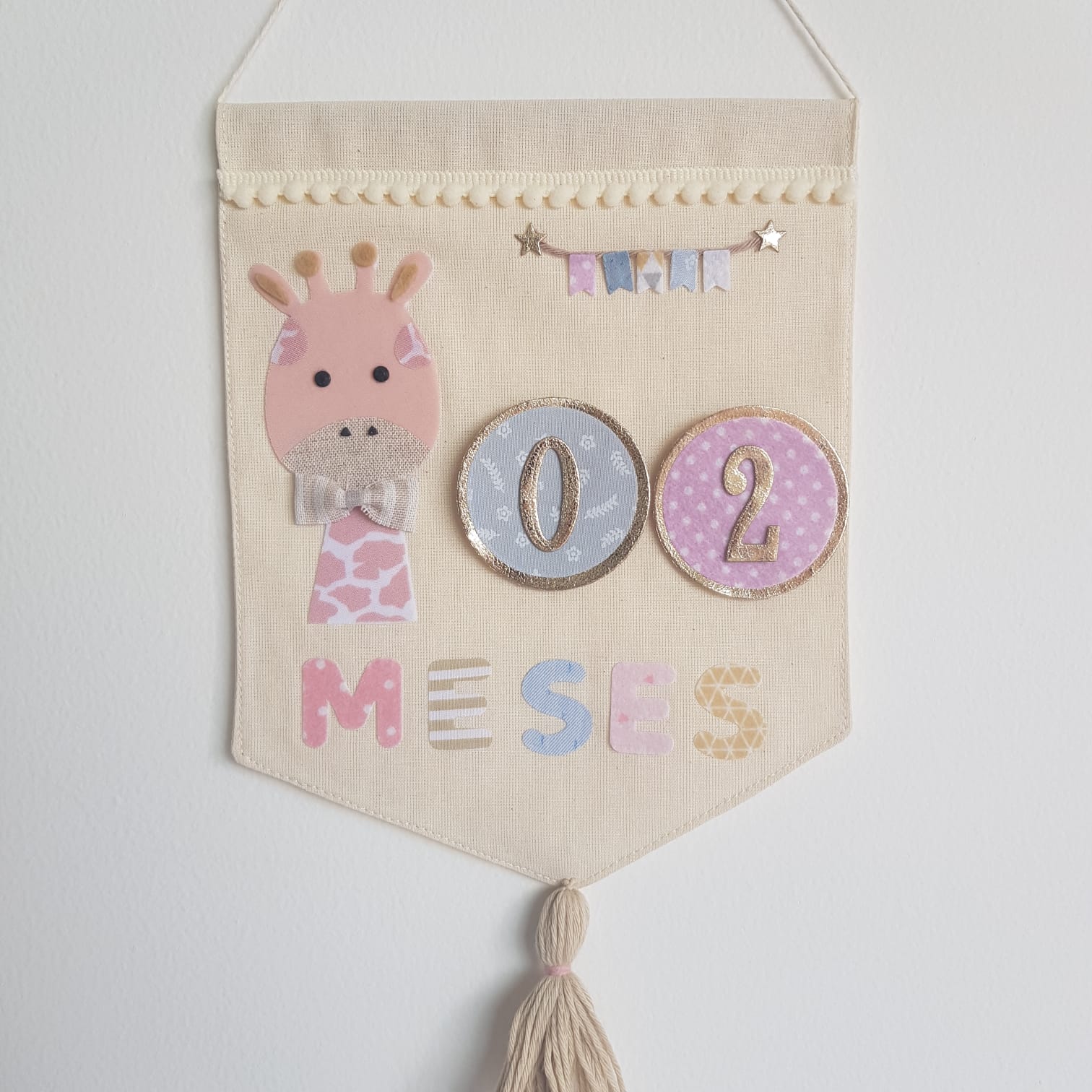 Banderin Cumplemes Jirafa Pink