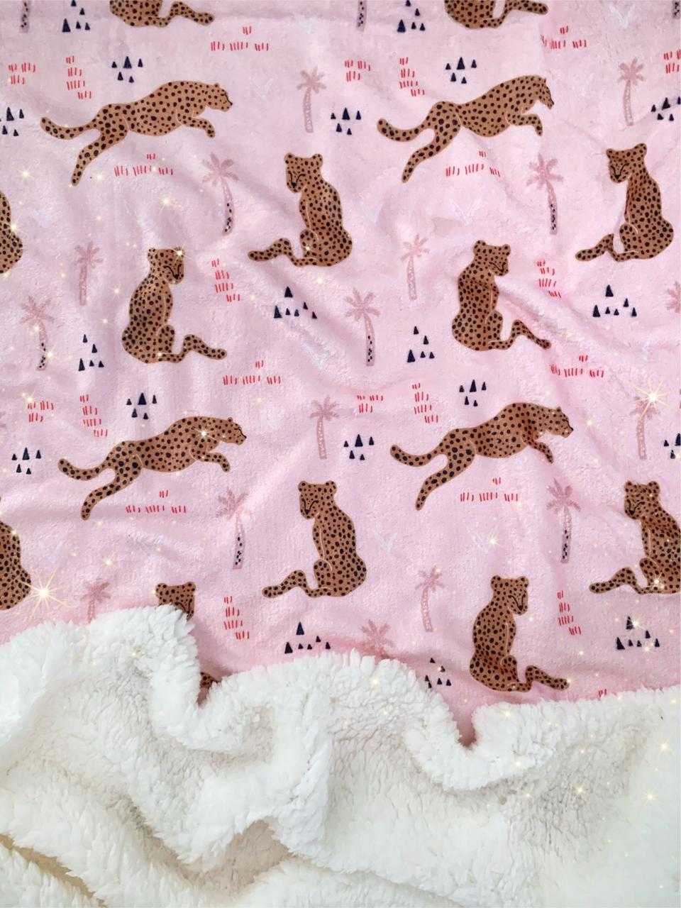 Cobija Doble Faz Felinos Rosada