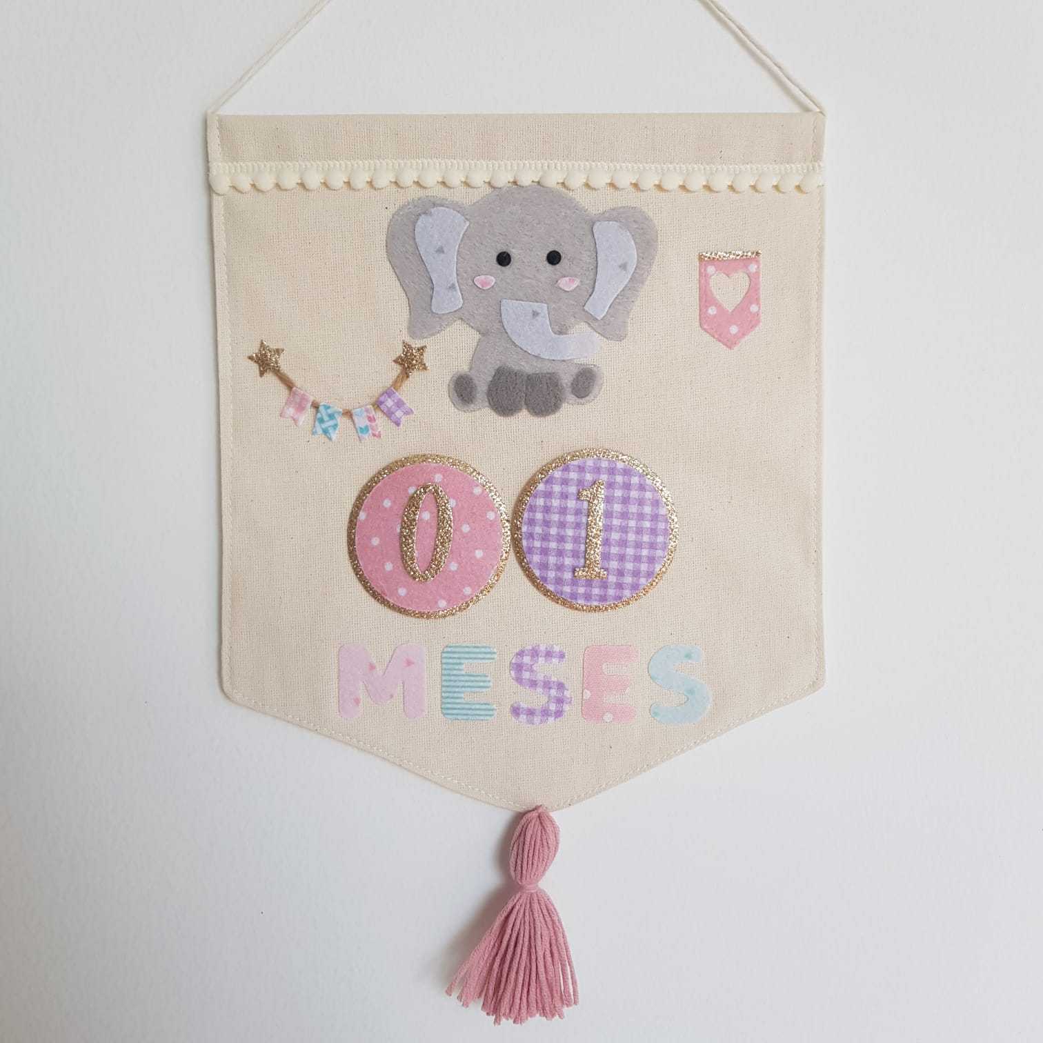 Banderin Cumplemes Niña Elefante.